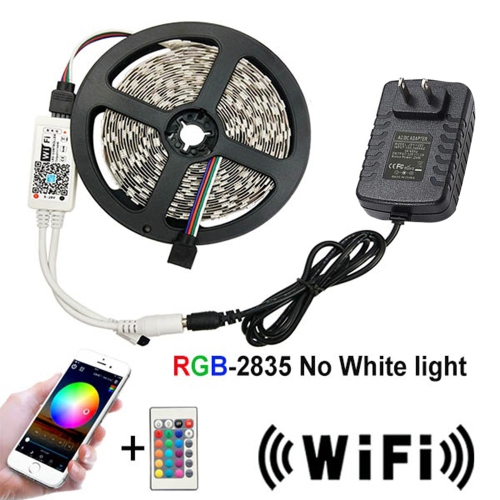 5M WiFi LED Strip Light RGB Waterproof SMD 2835 With 24 Key String Diode Flexible Ribbon WiFi Controller Light + Adapter Plug