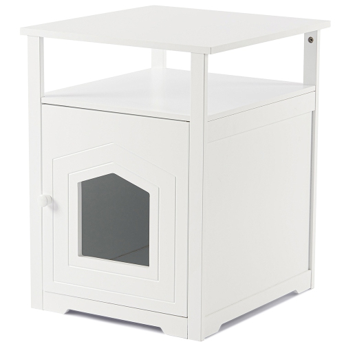 Cat Litter Box Furniture, Nightstand Decorative Cat House Furniture Hidden End Table Indoor Pet Crate with Table