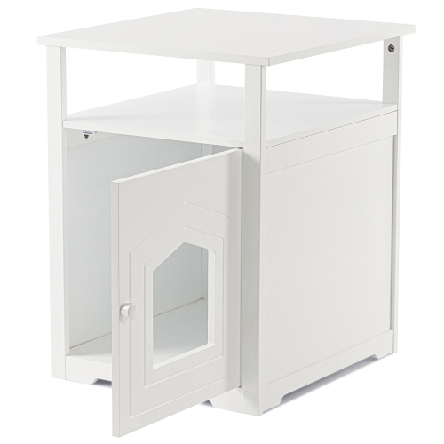 Cat Litter Box Furniture, Nightstand Decorative Cat House Furniture Hidden End Table Indoor Pet Crate with Table