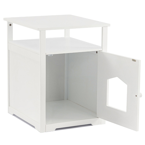 Cat Litter Box Furniture, Nightstand Decorative Cat House Furniture Hidden End Table Indoor Pet Crate with Table