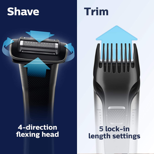 Philips Norelco BG7030/49 Bodygroom Series 7000, Showerproof Dual-sided Body Trimmer and Shaver for Men
