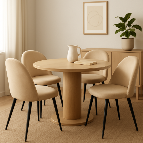 Nicer Furniture Cream Suede Dining Side Chair, Set of 4