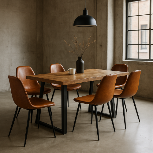 Nicer Furniture Brown Bonded Leather Dining Side Chair, Set of 4