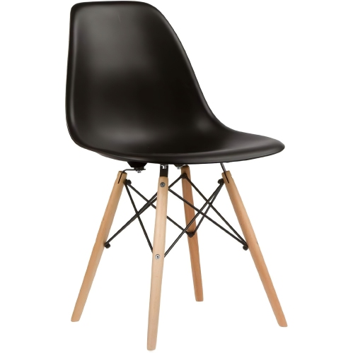 Nicer Furniture Set of One Black - Eiffel Style Side Chair with Natural Wood Legs Eiffel Dining Room Chair
