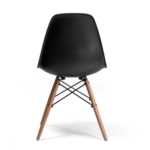 Nicer Furniture Set of One Black - Eiffel Style Side Chair with Natural Wood Legs Eiffel Dining Room Chair