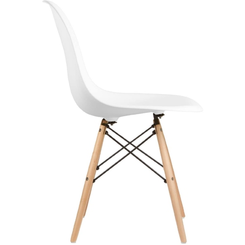 Nicer Furniture Set of One White - Eiffel Style Side Chair with Natural Wood Legs Eiffel Dining Room Chair