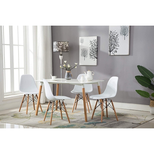 Nicer Furniture Set of One White - Eiffel Style Side Chair with Natural Wood Legs Eiffel Dining Room Chair