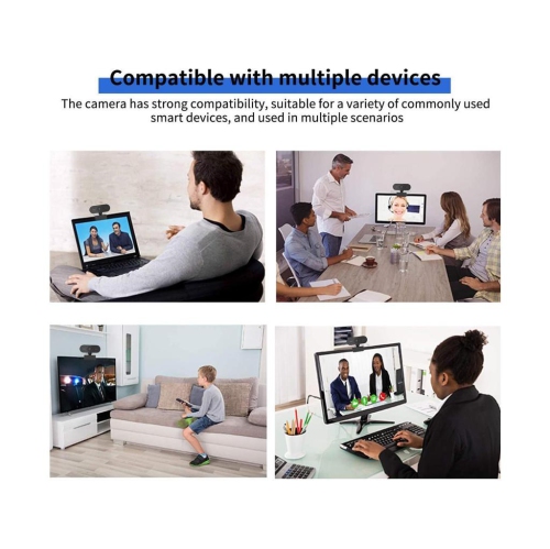 HD Webcam 1080P 2MP with built-in microphone, USB Plug and Play, No driver needed, Support Windows, Mac, Linux and More