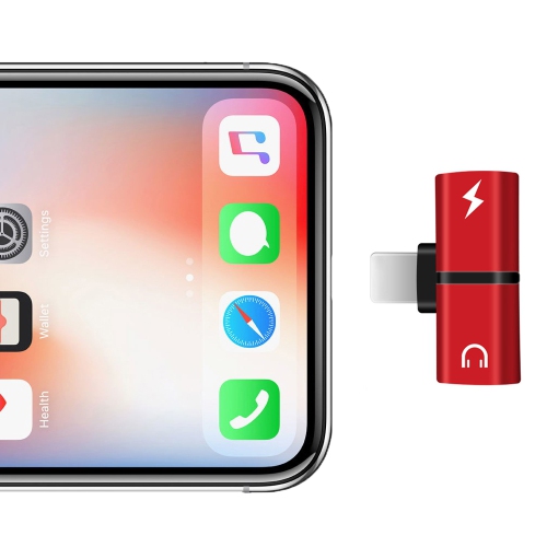 2 in 1 Double iPhone Adapter Headphone Red Jack Converter 12 11 XR XS X 8 7 Splitter Dual AUX Female Audio Charger Lightning