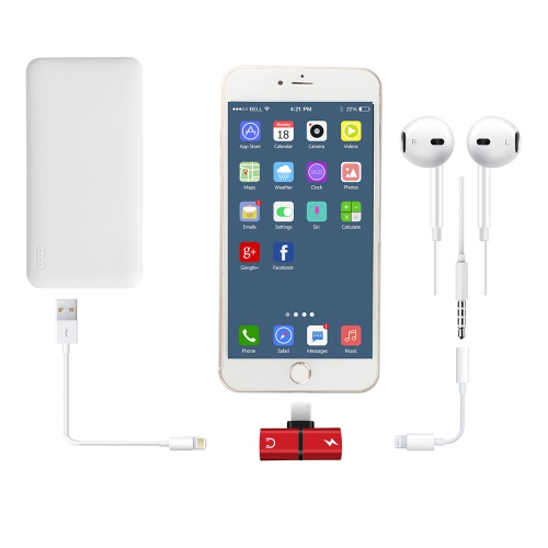 2 in 1 Double iPhone Adapter Headphone Red Jack Converter 12 11 XR XS X 8 7 Splitter Dual AUX Female Audio Charger Lightning