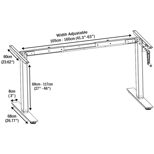 Standing Desk, Manual Crank Adjustable Height Sit-Stand Frame