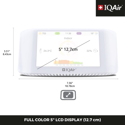 IQAir AirVisual Pro Air Quality Monitor for PM2.5, CO2, AQI, Temperature, and Humidity, Real-Time Air Quality