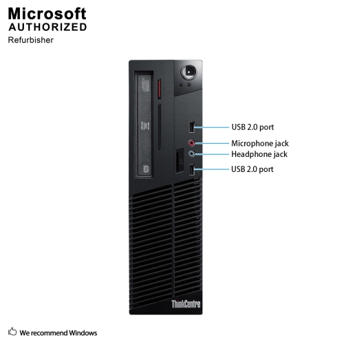 Refurbished - Lenovo ThinkCentre M73 SFF, Intel Quad Core i5 4570 up to 3.6G, 12G RAM, 512G SSD, WiFi, BT, DVD,W10P64 (EN/FR/ES)