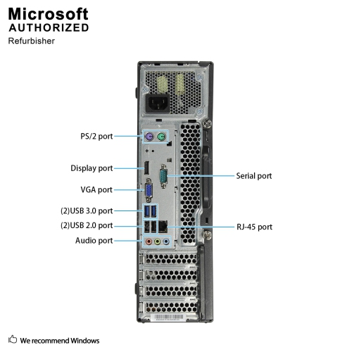 Refurbished - Lenovo ThinkCentre M73 SFF, Intel Quad Core i5 4570 up to 3.6G, 12G RAM, 512G SSD, WiFi, BT, DVD,W10P64 (EN/FR/ES)