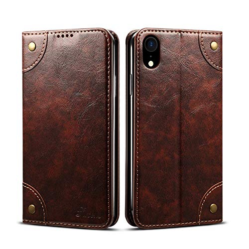 Retro Leather Wallet Case for iPhone Xs Max 6.5 inch Apple,Brown Folio Card Money Holder Cover ...