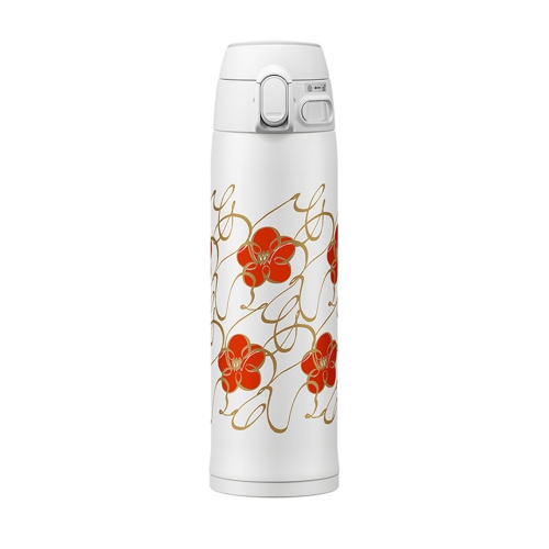 Zojirushi 16oz Flip-open Stainless Water Bottle Hana + Kana Collection - White