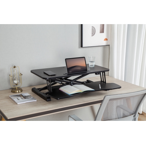 Uplite Electric 32x24 inch Standing Desk Converter | Motorized Sit Stand Desk Riser For Laptop and Monitor | Ergonomic Height Adjustable Workstation