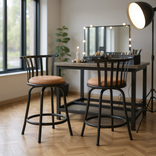 Homy Casa Set of 2 Adjustable Bar Stools with Backrest and Comfortable Cushion for Photography Studio, Makeup Station, and Lighting Control Desk