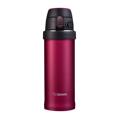 Zojirushi 16oz Flip-and-Go Stainless Steel Water Bottle with Handle SM-QHE48, Hibiscus Red