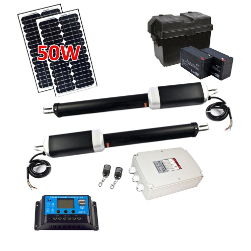 ALEKO GG1700SLV Solar Powered Fully Metal Dual Swing Gate Opener For Gates Up To 1700-lb