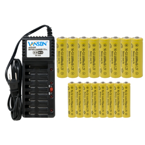 Image 1 de 1.. V-868 8 – Chargeur AA et AAA, 8 piles AA et 8 piles NiCd AAA (350 mAh)