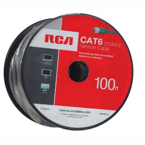 RCA - Câble Réseau UTP, CAT6, 24AWG, 100 pieds, Gris