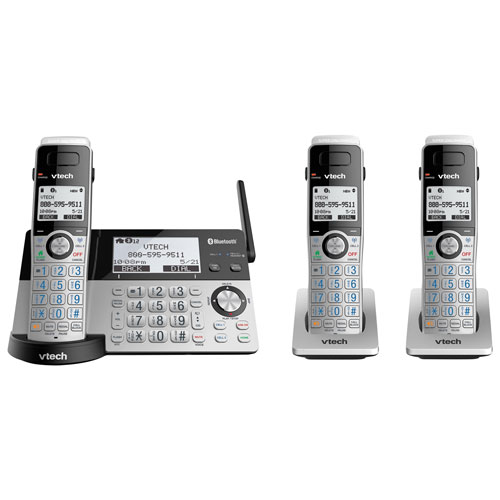 Système téléphonique sans fil DECT 6.0 à 3 combinés avec répondeur de VTech - Argenté