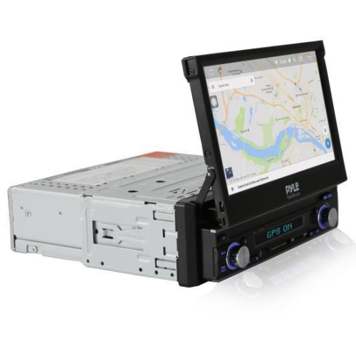 Système récepteur stéréo Android simple DIN avec écran tactile escamotable, navigation GPS, diffusion Bluetooth et Wi-Fi Pyle