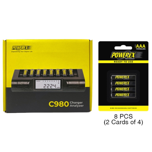 Powerex C980 Smart Charger & 8 AAA NiMH Powerex PRO Batteries