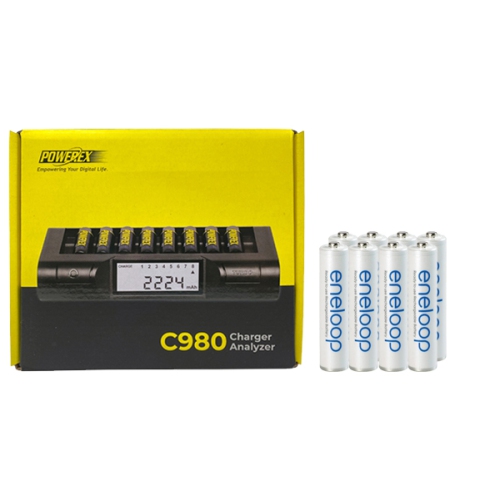 Powerex C980 Smart Charger & 8 AAA NiMH Panasonic Eneloop Battery