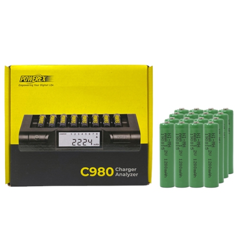 Powerex C980 Smart Charger & 16 AAA NiMH Batteries