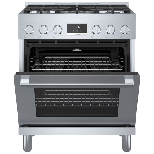 Cuisinière à gaz autonome à 5 brûleurs convection véritable 3,7 pi³ 30 po Bosch - Inox
