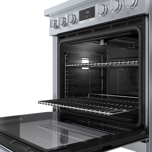 Cuisinière à gaz autonome à 5 brûleurs convection véritable 3,7 pi³ 30 po Bosch - Inox