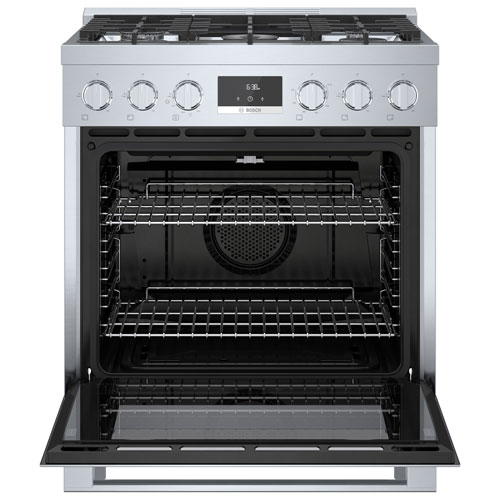 Cuisinière à gaz autonome à 5 brûleurs convection véritable 3,7 pi³ 30 po Bosch - Inox