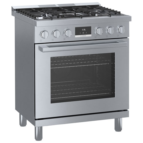 Cuisinière à gaz autonome à 5 brûleurs convection véritable 3,7 pi³ 30 po Bosch - Inox