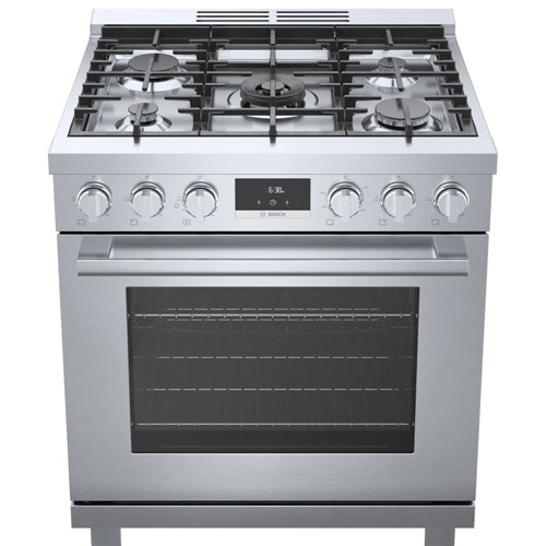 Cuisinière à gaz autonome à 5 brûleurs convection véritable 3,7 pi³ 30 po Bosch - Inox