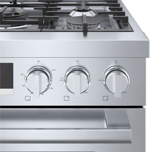 Cuisinière à gaz autonome à 5 brûleurs convection véritable 3,7 pi³ 30 po Bosch - Inox