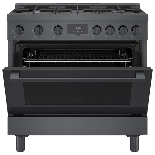 Bosch 36" 3.5 Cu. Ft. Double Oven 6-Burner Freestanding Gas Range - Black Stainless