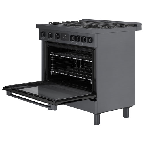 Bosch 36" 3.5 Cu. Ft. Double Oven 6-Burner Freestanding Gas Range - Black Stainless
