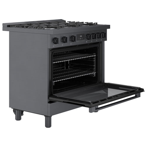 Bosch 36" 3.5 Cu. Ft. Double Oven 6-Burner Freestanding Gas Range - Black Stainless