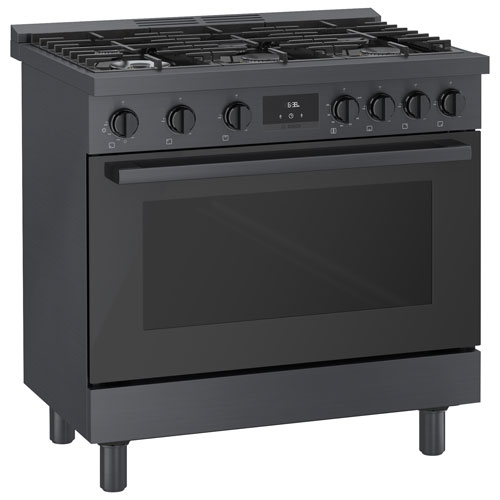 Bosch 36" 3.5 Cu. Ft. Double Oven 6-Burner Freestanding Gas Range - Black Stainless
