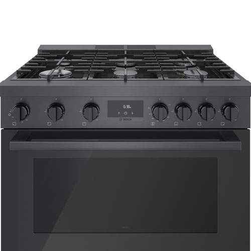 Bosch 36" 3.5 Cu. Ft. Double Oven 6-Burner Freestanding Gas Range - Black Stainless