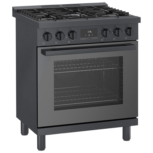 Bosch 30" 3.7 Cu. Ft. True Convection 5-Burner Freestanding Gas Range (HGS8045UC) - Black Stainless