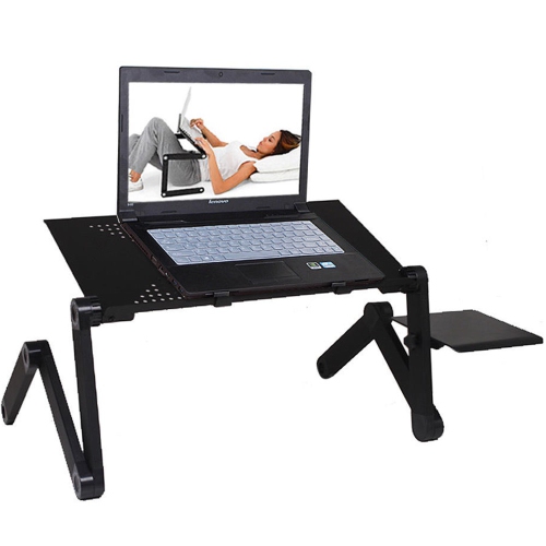 Support portatif pour ordinateur portatif avec plateau de table de travail et tapis de souris ventilateurs jusqu’à 17 po ,Noir