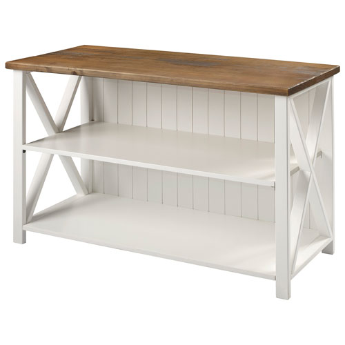 Walker Edison Transitional Rectangular Console Table with Storage - White/Reclaimed Barnwood