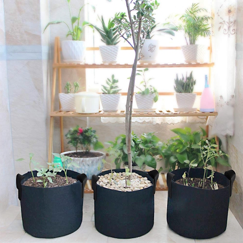 5-Pack 5 Gallon Planting Grow Bags with Handles for Vegetable Flower Plant Container Aeration Fabric Pots, Come with 1 Free 3 Gallon Smart Grow Bag