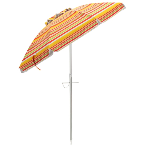 Gymax 6.5Ft Beach Umbrella w/ Tilt Mechanism Sand Anchor Carrying Bag