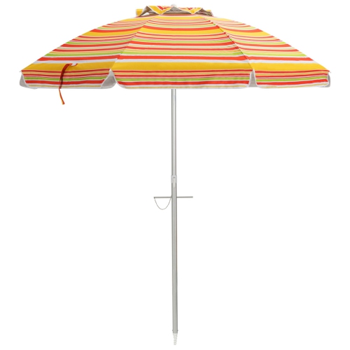 Gymax 6.5Ft Beach Umbrella w/ Tilt Mechanism Sand Anchor Carrying Bag