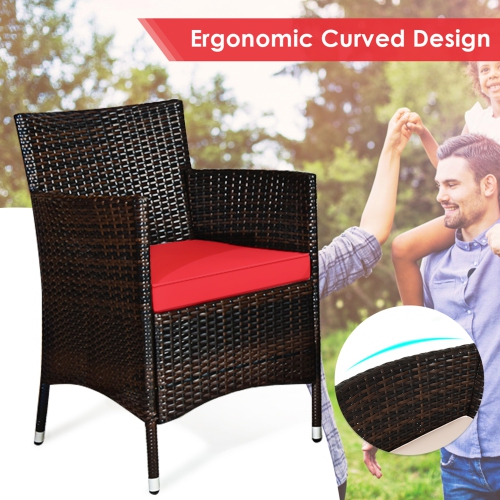 Gymax 8PCS Patio Rattan Conversation Furniture Set Outdoor w/ Cushion