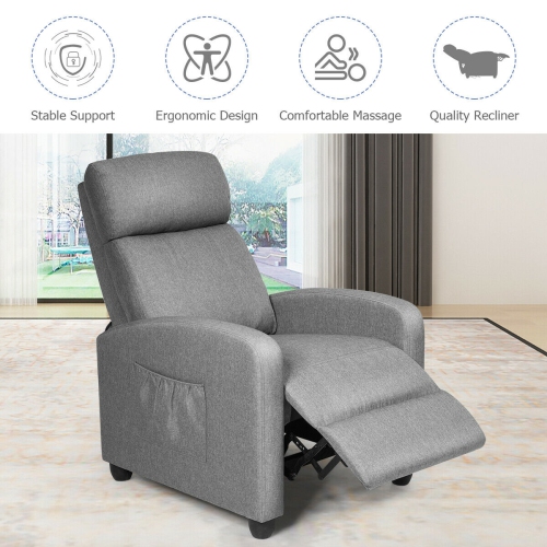Gymax Massage Recliner Chair Single Sofa PU Leather Padded Seat w/ Footrest
